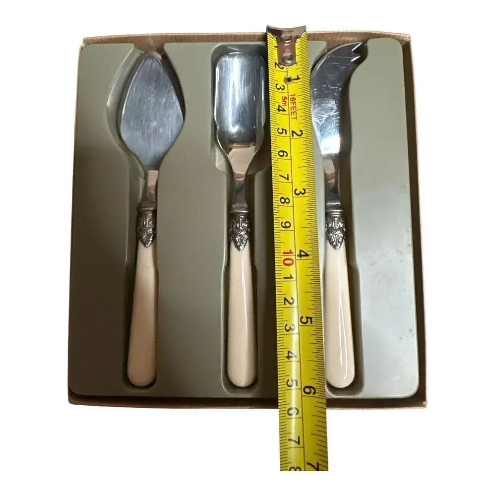 Napoleon Ivory Plastic Handle Cheese Jam Pate 3 PC Serving Set Utensils